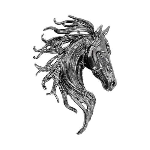 Image of Dreuyet Horse Brooch Pin Horse Racing Suit Lapel Pin for Women Men Rhinestone Antique Gold Horse Animal Brooch Clothing Outfits Accessory Jewelry