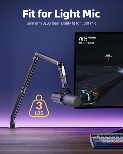 image for TODI Mic Arm for Lightweight Mics, Microphone Arm Rotatable, Storable 