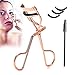 Produktbild Wimpernzange aus Edelstahl, Eyelash Curler mit 3 Ersatz Silikonpads & Augenbrauenbürste, Hochwertiger Wimpernformer für perfekt geschwungene Wimpern, passt für alle Augenformen