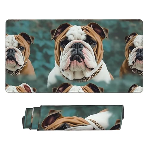 Tapis de souris de jeu grand format 40x75 cm bouledogue anglais base caoutchouc