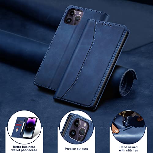 Image of Jasonyu Flip Wallet Case for iPhone 14 Pro Max 5G,Blue