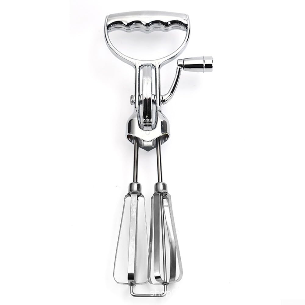 Manual Hand Mixer Stainless Steel Kitchen Mixing Tool for Baking Non Electric Egg Beater with Adjustable Speed Compact