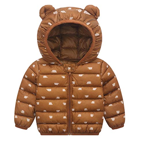 WOCACHI Toddler Down Puffer Jacket, Toddler Baby Boys Girls Winter Cartoon Windproof Coat Hooded Warm Outwear Jacket 0-3M 0-6M 3-6 Mos 6-9M 9-12M 6-12M 12-18M 18-24M 0-3T 0-24 Months 2 Years 2T 3T