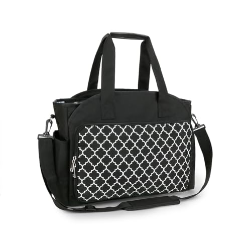 SONARIN Bolsa de Labores,Portátil Bolsa de Ovillos Bolsa para Tejer Bolsa de Almacenamiento de Hilos Organizador para Lanas Ganchillos Agujas con Correa de Hombro Extraíble(Negro)