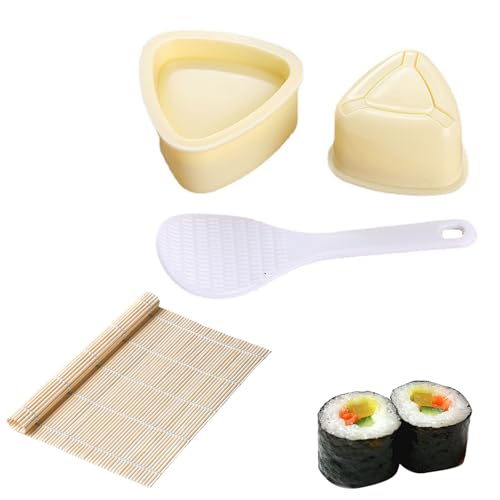 Molde Sushi Prensado,Molde Triangular Sushi,Molde De Onigiri,Herramientas De Sushi,Juego De Moldes Para Bolas De Arroz Para Sushi,Con Cuchara De Arroz,Esterilla Sushi,Accesorio De Cocina Fácil De Usar