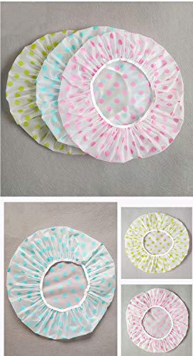 image for TCOTBE 6 Pieces Waterproof EVA Plastic Shower Cap,Elastic Reusable Bat
