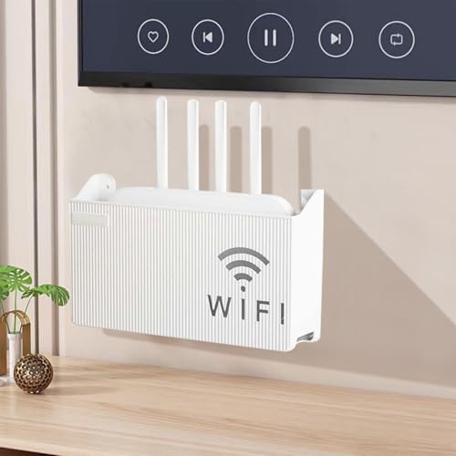 1-Teilige Router-Aufbewahrungsbox, Ausgestattet Mit 3 M Kleber Und Schrauben, Wandmontierte Aufbewahrungsbox, Innendekorations-Aufbewahrungsregal, Wandmontiertes Wohnzimmer-Aufbewahrungsregal