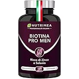 Biotina PRO MEN | con Vitamina B8, Selenio, Zinco e Semi di zucca | Stimola la Crescita della Barba e dei Capelli | Trattamento 4 mesi | 120 capsule