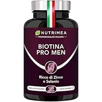 Biotina PRO MEN | con Vitamina B8, Selenio, Zinco e Semi di zucca | Stimola la Crescita della Barba e dei Capelli | Trattamento 4 mesi | 120 capsule