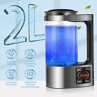 Générateur d'eau Hydrogène, 2L Micro-électrolyse de bouteille d'eau riche en hydrogène, Eau Alcaline Eau Ionisée Eau Hydrogène avec Fonction Thermostat et écran Tactile LED pour en Famille