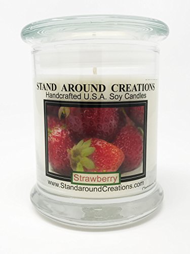 Premium 100% Soy Candle - 12 Oz. Status Jar - Strawberry: Fresh, Juicy Notes Of Vine Ripe Strawberries. Made W/Natural Oils. #TOP15