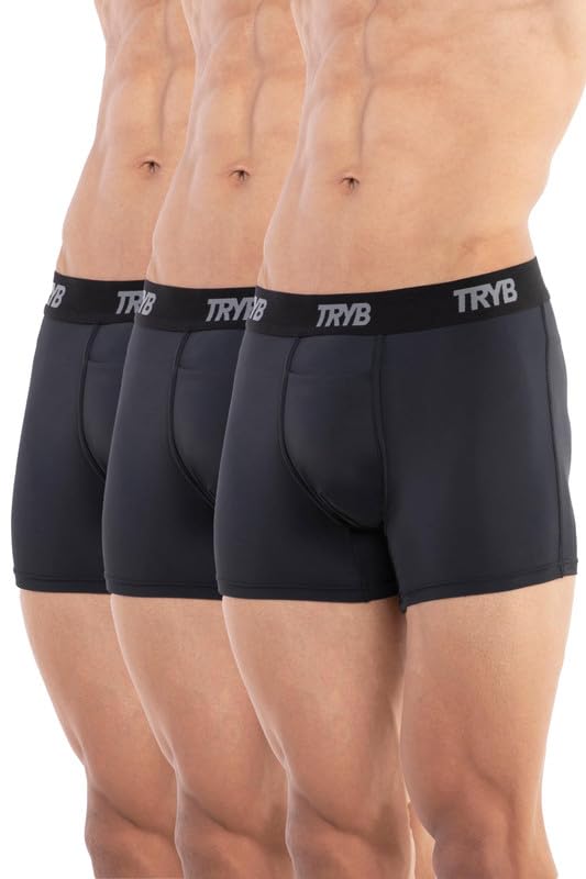 Image of TRYB Sports Underwear for Men | Stretchable Active Square Cut Trunks for Running & Gym Workout | Quick Dry, Breathable, Moisture Wicking & Anti Chafing | Sports Innerwear Boxers