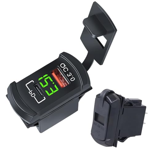 Cargador de coche USB - Cargador móvil PD QC Port - Cargador de teléfono para ATV, coche, convertible, RV, coche, autocaravana de viaje, camión, motocicleta