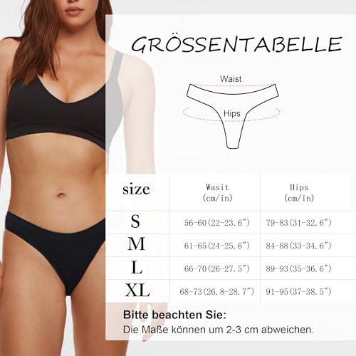 Lakpoau String Tanga Damen Baumwolle String Damen Tangas Unterwäsche Frauen Strings Set Unterhosen Sexy Slips Panty Thong Underwear Women Panties 6er-Pack BL-M-6