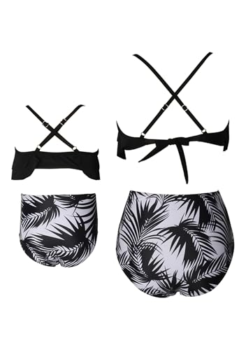 Family Matching Swimsuits Mommy and Me Bathing Suits Double Layered Ruffle Two Pieces Bikini Set3