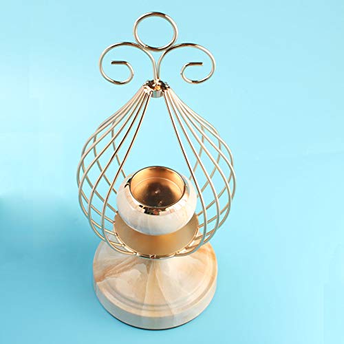 Xinkulas 13 Inches Decorative Hanging Golden Metal Candle Holders With Marble Pattern Iron Art Wedding Dining Room Centerpieces Candlesticks Set Of 2 (Drop Shape) #TOP6