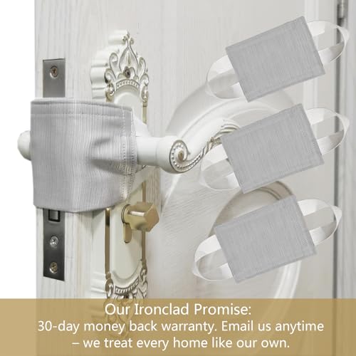 Image of Door Silencer & Baby Proof Latch Cover (3 Pack, Light Gray) | 4.1 inch x 3.1 inch Quiet Close Cushion Pads That Prevent Slamming & Accidental Locking, Noise-Reducing Soft Close for Toddler Safety