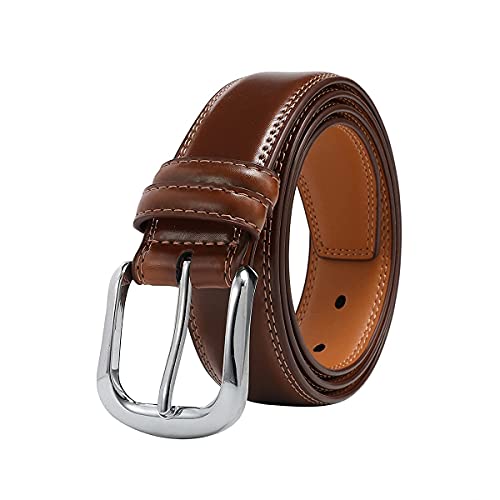 TEAMMAO Ceinture Homme Cuir Noir Brun Ceintures 110CM-160CM Grande Taille Ceinturon Mode Business Jeans Robe Leather Belt 3,5CM de Large.(Brun, 110CM) Cover