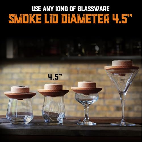 Whiskey Smoker Kit with Torch and Old Fashioned Syrup - 8 Flavors Wood Chips - Bourbon Gifts for Men, Cocktail Smoker kit - USA Oak Smoke Lid (No Butane)