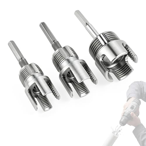 Lot de 3 tarauds de tuyau 1/2", 3/4", 1", outils de réparation et de nettoyage pour tuyaux en PVC, PP, PE, adaptés aux travaux de plomberie domestique et industrielle