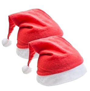 Lot de 2 Bonnets de Père Noël - Rouge - Taille Unique - Pour Adultes et Enfants (Occasion Comme Neuf)