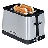 Cloer 3609 Toaster / 900 W / für 2 Toastscheiben / Auftaufunktion / integrierter Brötchenaufsatz / Nachhebevorrichtung / wärmeisoliert / mattiertes Edelstahlgehäuse