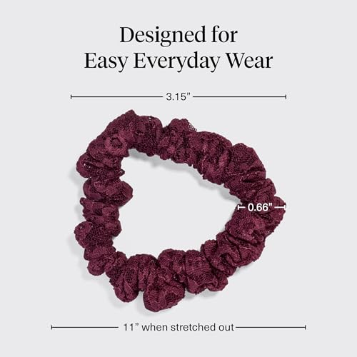 Image of Kitsch Ruched Lace Scrunchies For Women - No Crease, Gentle Hold, Frizz-Free Hair Scrunchies | Soft Lace Hair Accessories for All Hair Types - Cherry Lacquer & Dusty Pink, 5pc Set