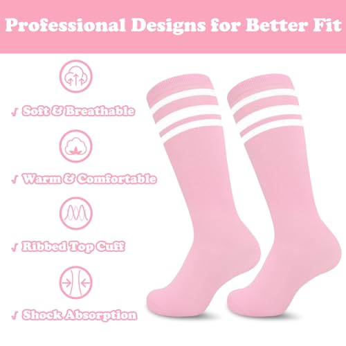 Image of Sarfel Youth Toddler Soccer Socks Kids Baseball Socks Youth Boys Girls Knee High Softball Football Accessories Tube Cotton