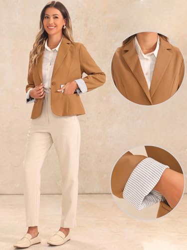 Allegra K Casual Blazer for Women's Lapel Collar Long Sleeve Cropped Blazer2