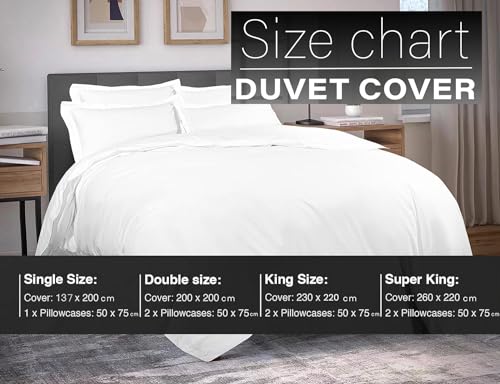 Sapphire Textile 800 Thread Count Luxurious Oxford Duvet Cover Set With Pillowcases 100% Pure Egyptian Cotton Single Double King Super King Bedding Set (White, Double) - Image 3
