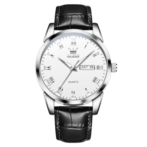 Image of OLEVS Men Watches Leather Band Casual Easy Read Date Analog Quartz
