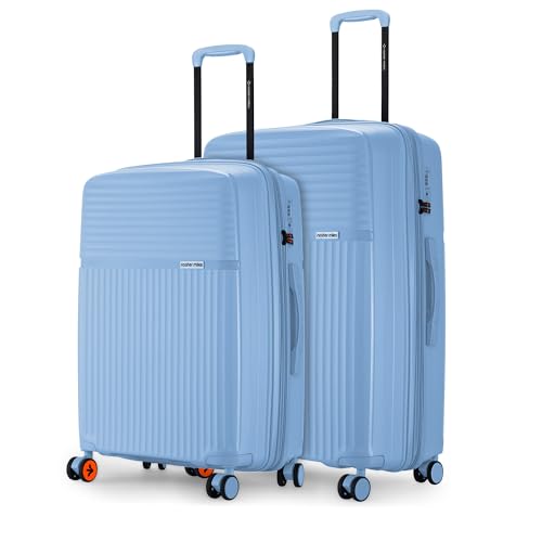Image of Nasher Miles Krabi Expander Hard-Sided Polypropylene Luggage Set of 2 | 65cm & 75cm | 8 Wheels Medium & Large Trolley Bag for Travel | Suitcase (Steel Blue)