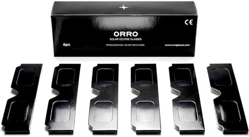 ORRO Gafas para Eclipse Solar de 37 mm, Pack de 2/6/12/50, Negras...