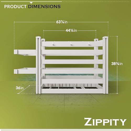 3.1ft H x 5.3ft W x 3ft L (1 Unit) Freestanding Zippity Pool Float Storage Organizer, Vinyl Pool Equipment Enclosure for Outdoor Toy Storage, Outdoor Storage Box & Pool Deck Caddy w/ Dividers, ZP19061