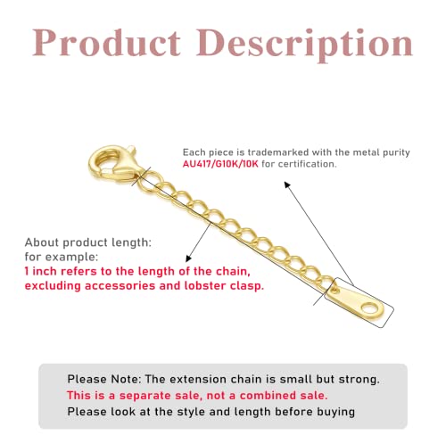 Image of 10k 14k Real Gold 1 inch /1.5 inch /2 inch /2.5 inch /3 inch /4 inch /5 inch Necklace Extender, Necklace Bracelet Extender Chain, Durable Gold Extender Chain, Adjustable Extension Chain for Necklace Bracelet Anklet