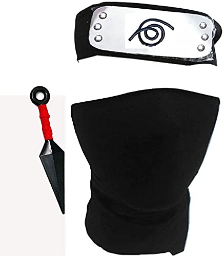 Cosplay Headband Mask, Village Leaf Metal Plated Headband Cosplay Mask Veil Halloween Toys (Black) (Black)