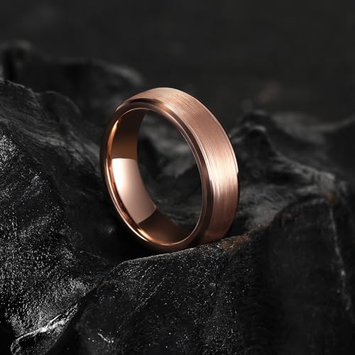 Image of King Will Classic Tungsten Wedding Band for Men, 6 /7 /8 /9 /10mm Widths, Polished Finish Step Edge Matte Rings Comfort Fit