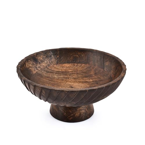 ARAMBH Cuenco de madera negra para servir frutas, decoración de mesa de comedor y hogar (25,4 x 25,4 x 12,06 cm)