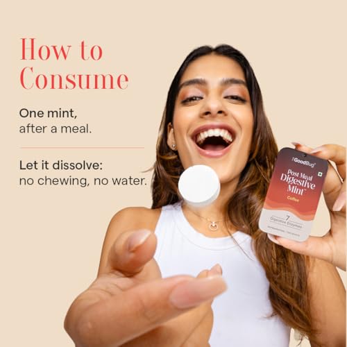 Image of The Good Bug Post Meal Digestive Mints - Coffee| Post Meal Digestion Booster | 7 Digestive Enzymes | Helps Reduce Post-Meal Heaviness, Bloating, Acidity & Discomfort | No Added Sugar | 28 Mints (14 x 2 Packs)