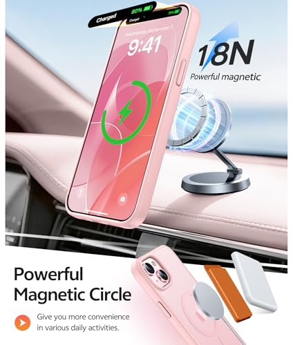 Image of FNTCASE for iPhone 14 Plus Case: for iPhone 15 Plus Magnetic Matte Textured Military Grade Drop Protection Translucent Cell Phone Cover - Slim Shockproof Protective Bumper Phonecase