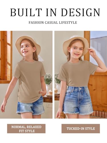 Image of Girls Short Sleeve T Shirts Kids Summer Tops Crewneck Tees 5-14 Years