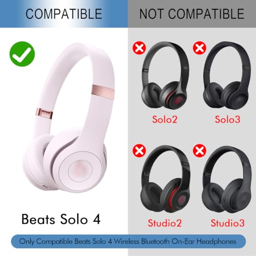 Image of GEVO Ear Pads Replacement for Beats Solo 4 Wireless On-Ear Headphones, Earpads Ear Cushions for Solo 4 with Soft Protein Leather, Stronger 3M Adhesive (Cloud Pink)