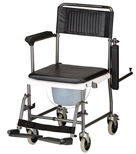 NOVA Drop Arm (for Easy User Transfer) Transport Chair Commode, Rolling with Locking