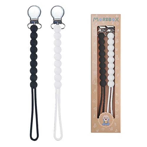 Image of Pacifier Clip for Boys Girls - MORIBOX Paci Clip Soothie Baby Binky Holder for Shower Gift Birthday 2 Pack
