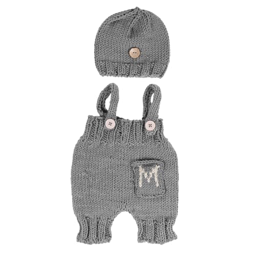 BESPORTBLE 1 Juego Pantalones De Suspensor De Algodón De Leche Sombrero De Foto Infantil Accesorios Para La Sesión De Fotos Para Bebés Ropa De Bebé Material De Algodón De Leche Gris