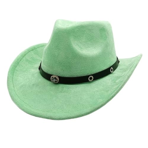 Chapeau de cowboy en daim marron rétro à larges bords unisex