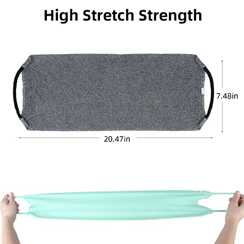 Image of WOVTE 2 Pack Back Scrubber for Shower, Stretchable Nylon Exfoliating Washcloth Towel Back Washer with Handles Two Sides Exfoliating Body Scrubber For Men Women Shower Deep Clean Skin Massages