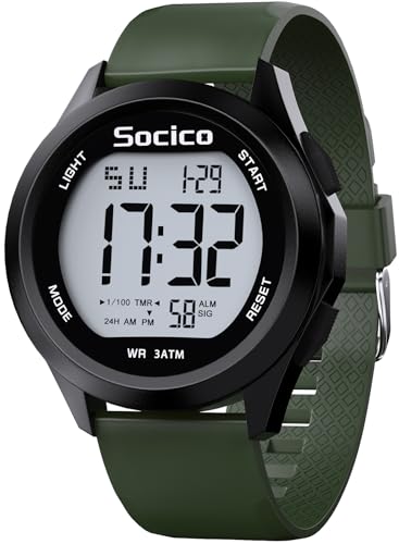 SOCICO Herren Digitaluhr Sport Wasserdicht Outdoor Großes...