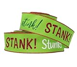 Stink Stank Stunk Wired Ribbon for Christmas Monster Bows, Wreaths, Garlands, Crafts, Tree Toppers, and Decorations (Lime, Green, Red, White, 2.5' x 10 Yards)
