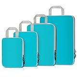 Amazon Brand - HIKARO Koffer Organizer 4teilig,Compression Packing Cubes,Leichte Packwürfel Travel Organizer für Rucksack Koffer, Kofferorganizer Packtaschen Set für Kleidung Schuhe Kosmetik-Blau